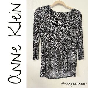 Anne Klein Monochrome Animal Print Blouse Mob Wife Aesthetic
